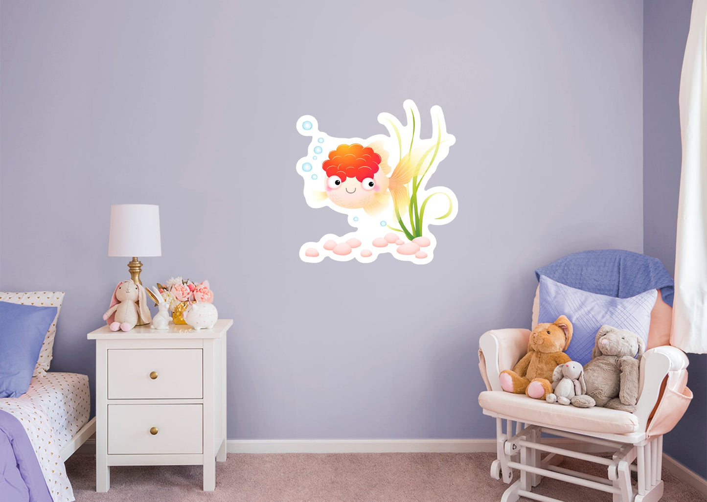 Nursery:  Pink Fish Icon        -   Removable Wall   Adhesive Decal