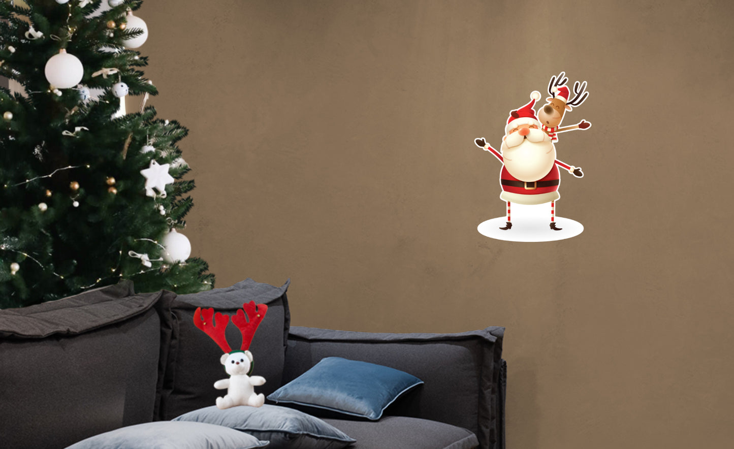 Christmas: Santa and Rudolph Die-Cut Character        -   Removable     Adhesive Decal