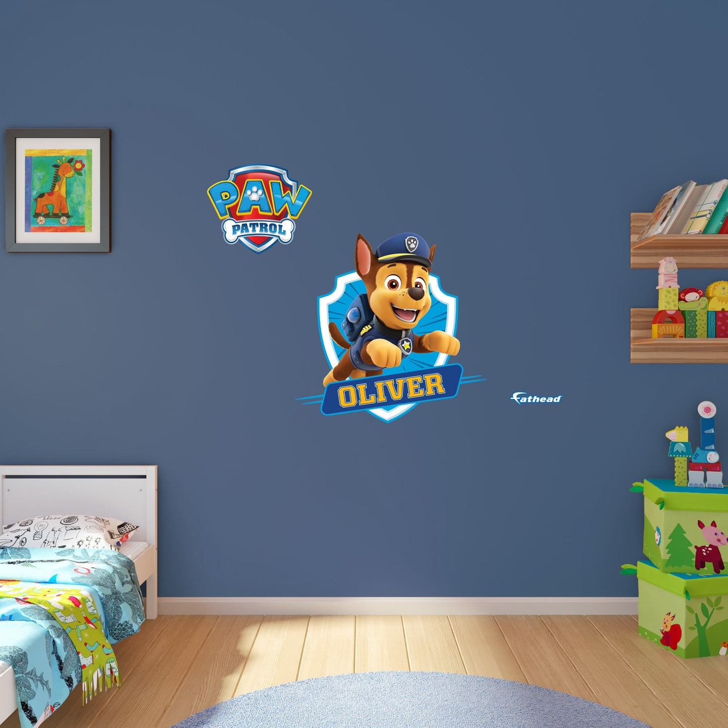 Paw Patrol: Chase Jumping Personalized Name Icon - Officially Licensed Nickelodeon Removable Adhesive Decal