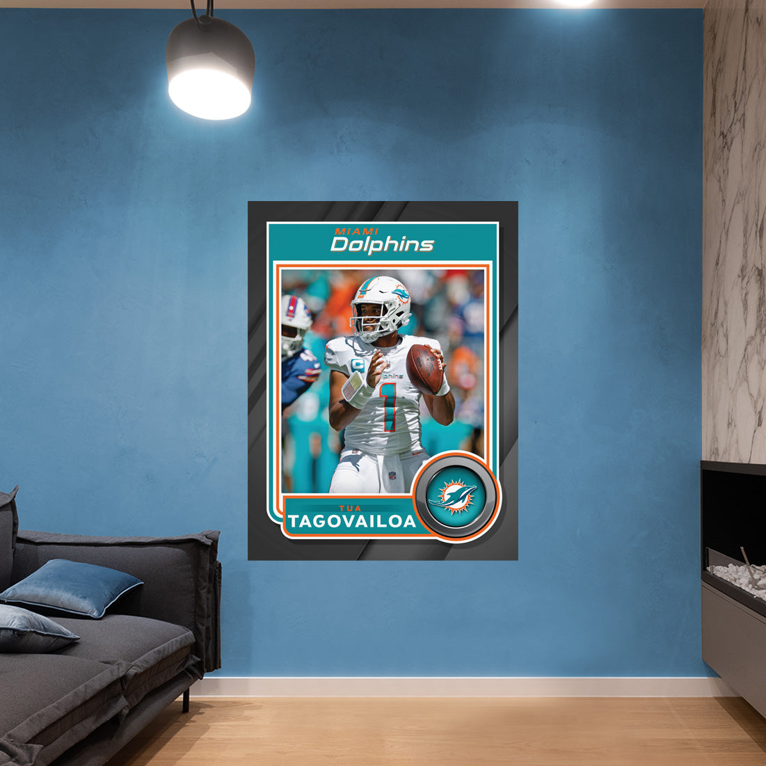 Miami Dolphins: Tua Tagovailoa - NFL Removable Wall Adhesive Wall Decal Giant Athlete +2 Wall Decals 31W x 51H