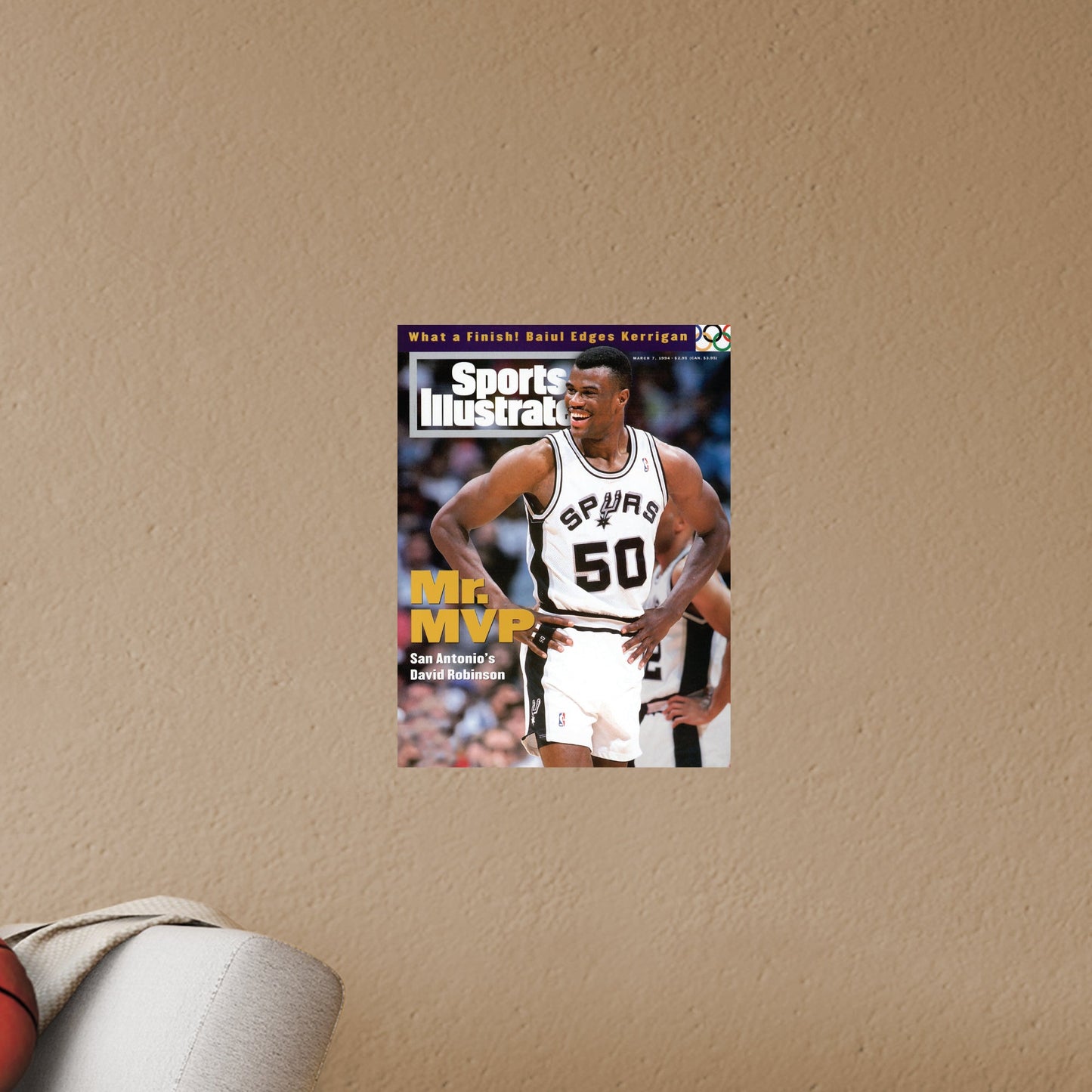 San Antonio Spurs: March 1994 Sports Illustrated Cover - Officially Licensed NBA Removable Adhesive Decal