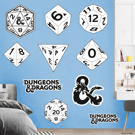 Dungeons & Dragons:  Logo & Dice Collection        - Officially Licensed Hasbro Removable     Adhesive Decal