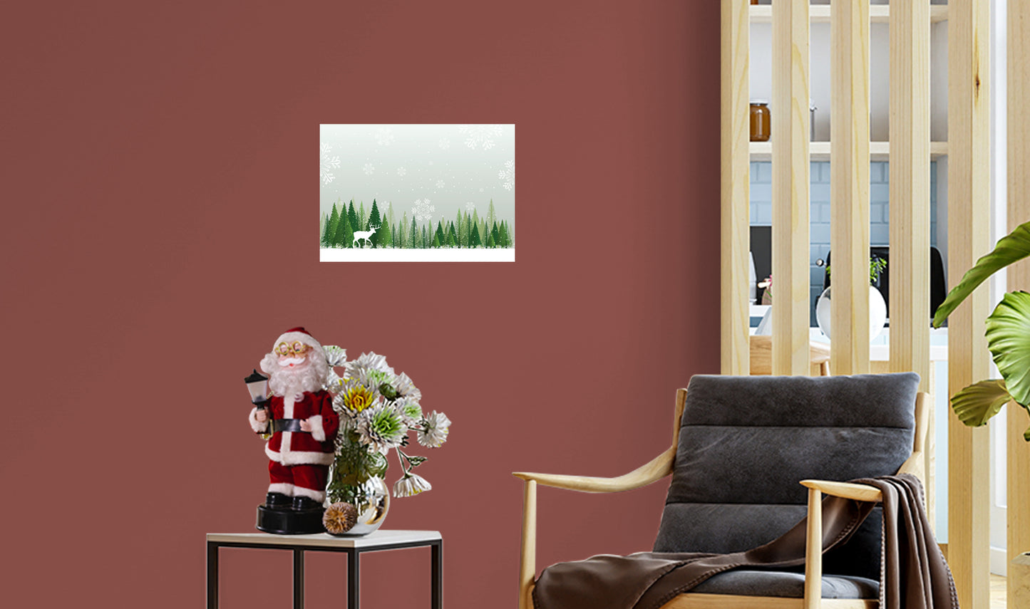 Christmas:  Green Trees Poster        -   Removable     Adhesive Decal