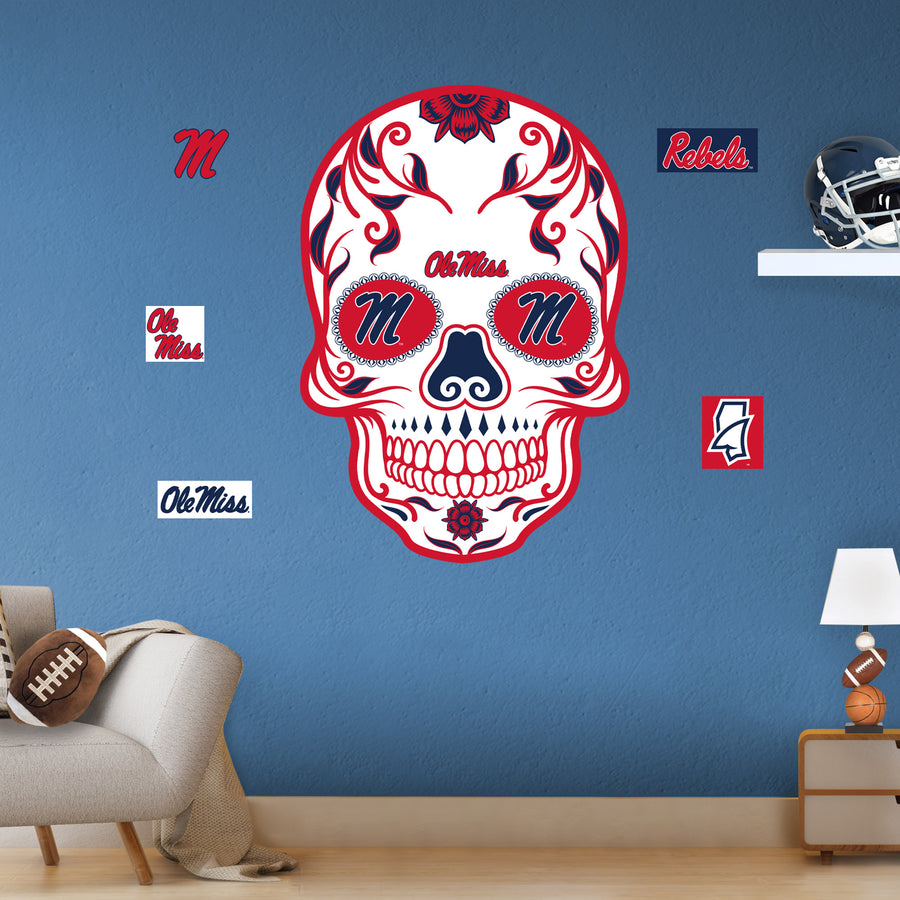 Ole Miss Rebels - RealBig Sugar Skull Collection - Official NCAA - Reusable Vinyl Wall Decals
