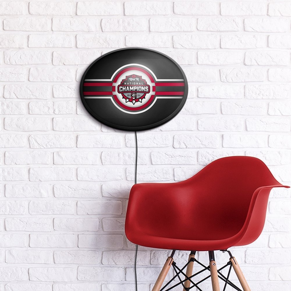 Georgia Bulldogs: National Champions - Oval Slimline Lighted Wall Sign - The Fan-Brand