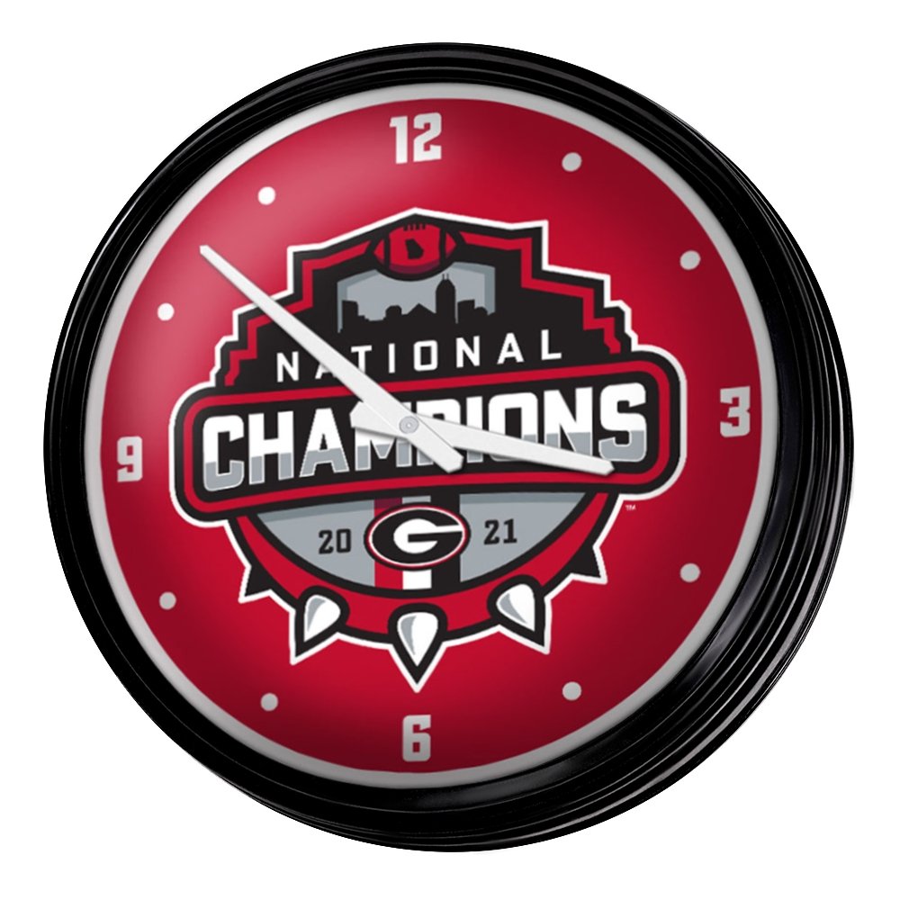 Georgia Bulldogs: National Champions - Retro Lighted Wall Clock - The Fan-Brand