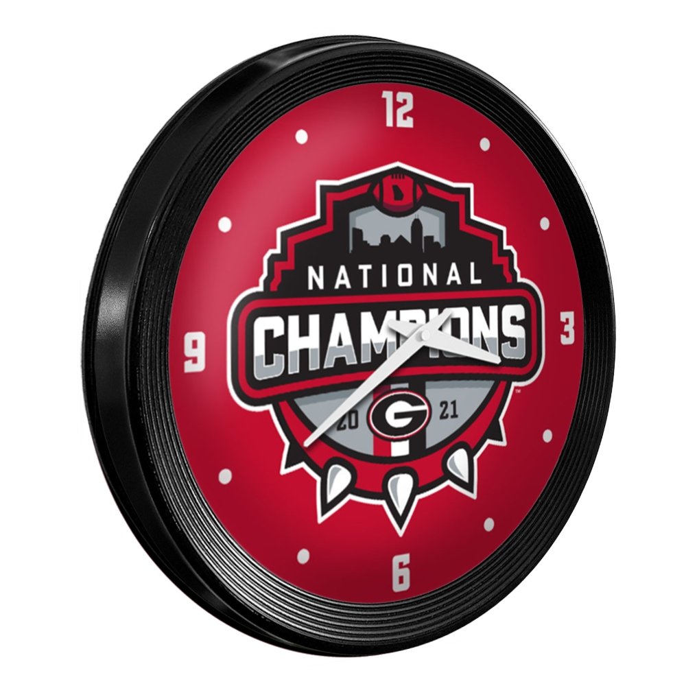 Georgia Bulldogs: National Champions - Ribbed Frame Wall Clock - The Fan-Brand