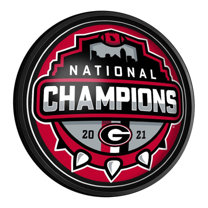 Georgia Bulldogs: National Champions - Round Slimline Lighted Wall Sign - The Fan-Brand