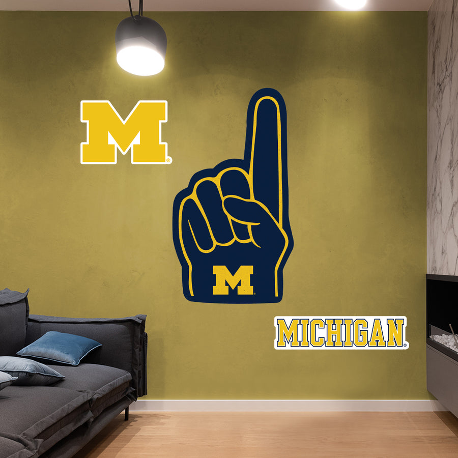 Michigan Wolverines - RealBig Foam Finger Collection - Official NCAA - Reusable Vinyl Wall Decals