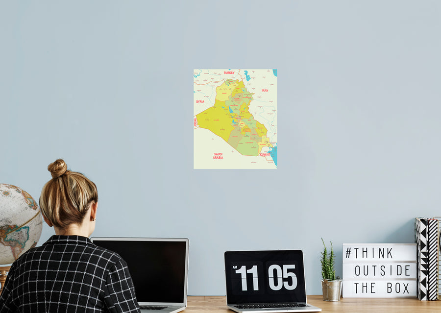 Maps of Asia: Iraq Mural        -   Removable Wall   Adhesive Decal