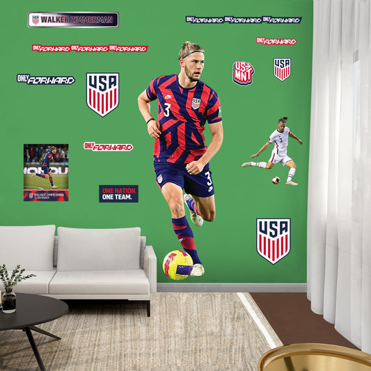 Walker Zimmerman  RealBig        - Officially Licensed USMNT Removable     Adhesive Decal