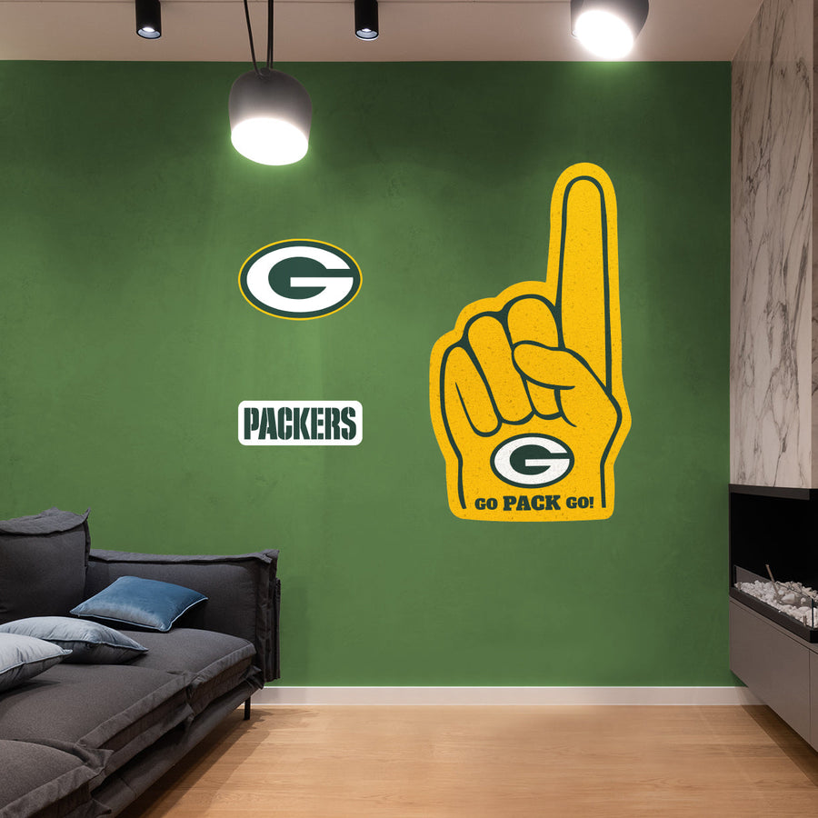 Green Bay Packers - RealBig Foam Finger Collection - Official NFL - Reusable Vinyl Wall Decals