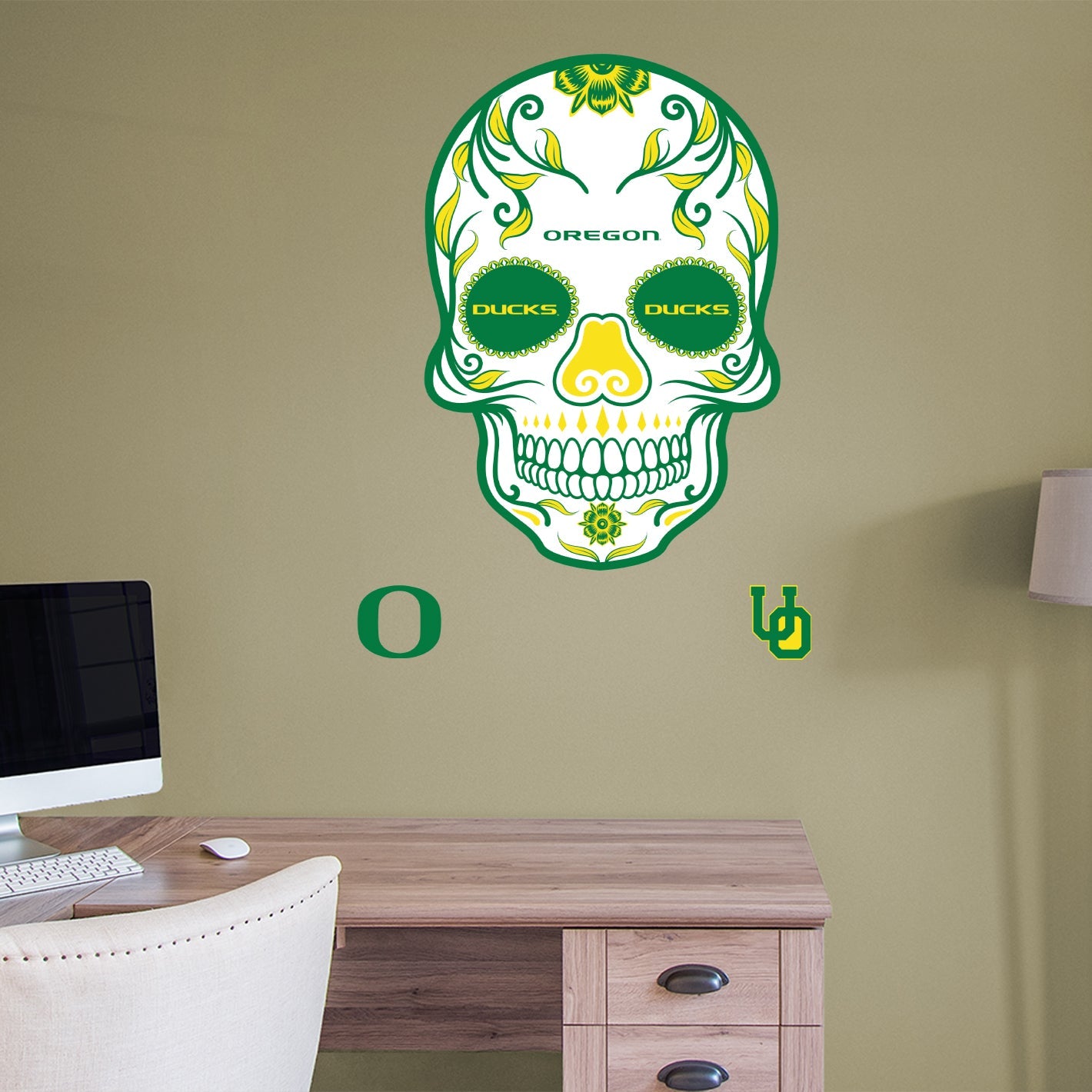 Oregon Ducks: Skull - Officially Licensed NCAA Removable Adhesive Decal