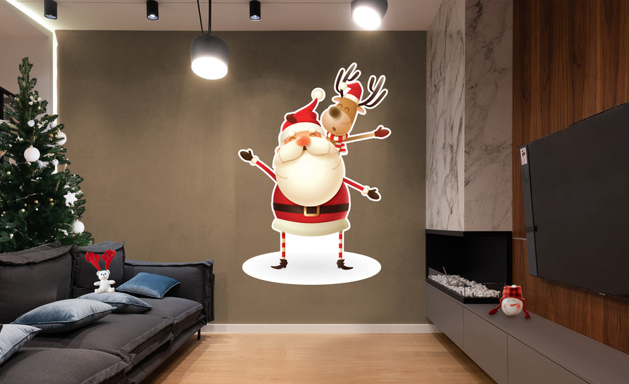 Christmas: Santa and Rudolph Die-Cut Character - Removable Adhesive Decal