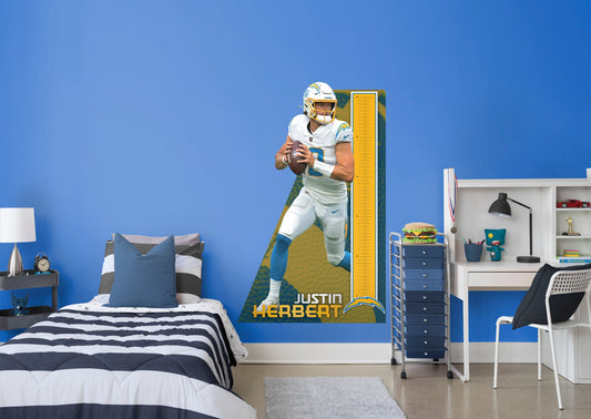 Los Angeles Chargers: Justin Herbert Growth Chart - Officially Licensed NFL Removable Adhesive Decal