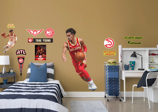 Atlanta Hawks Trae Young 2021 Red Jersey        - Officially Licensed NBA Removable Wall   Adhesive Decal