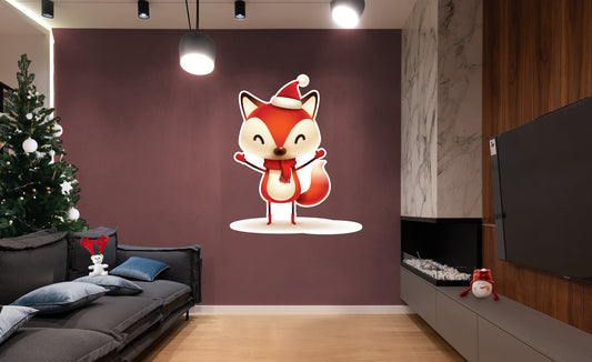 Christmas: Red Fox Die-Cut Character - Removable Adhesive Decal