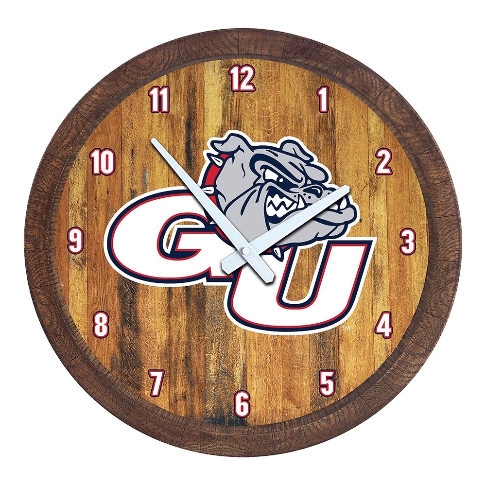 Gonzaga Bulldogs: GU - "Faux" Barrel Top Wall Clock - The Fan-Brand