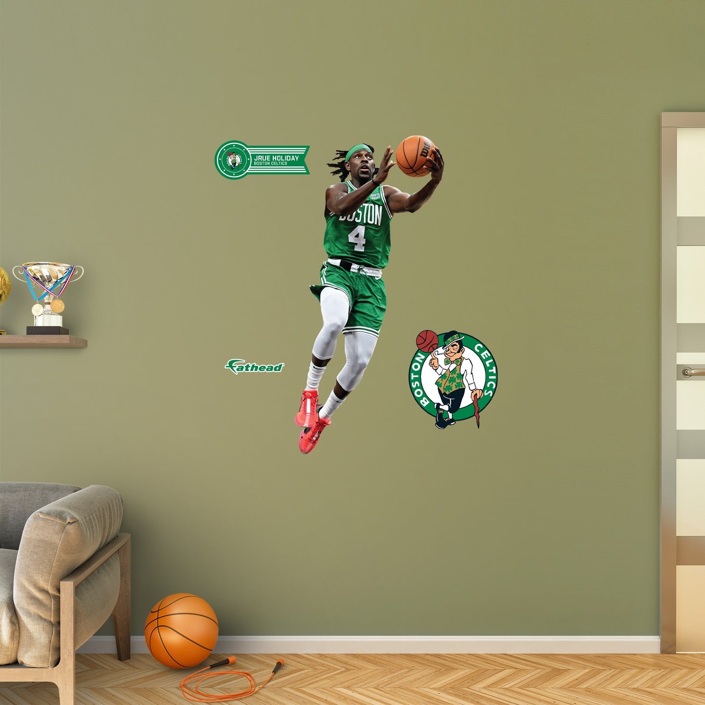 Boston Celtics: Jrue Holiday Layup        - Officially Licensed NBA Removable     Adhesive Decal