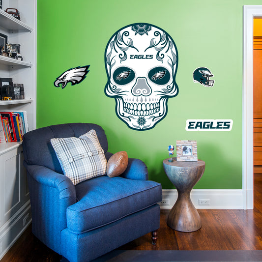 Philadelphia Eagles: Skull - Officially Licensed NFL Removable Adhesive Decal