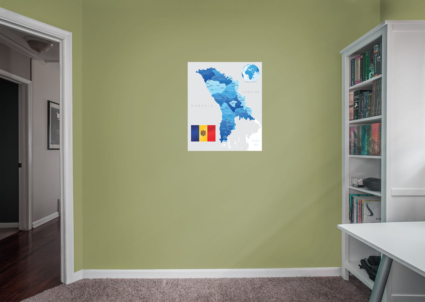 Maps of Europe: Moldova Mural        -   Removable Wall   Adhesive Decal