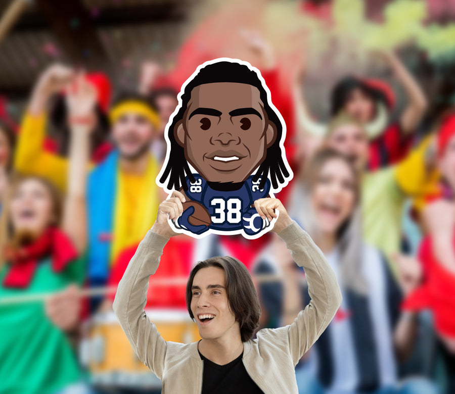 Rhamondre Stevenson Emoji - Big Head - Official NFLPA - New England Patriots - Foam Core Cutout