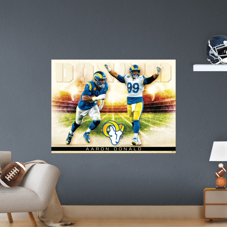 Aaron Donald - Icon Series - Peel & Stick Poster - Official NFL - Los Angeles Rams - Reusable Vinyl Wall Decal