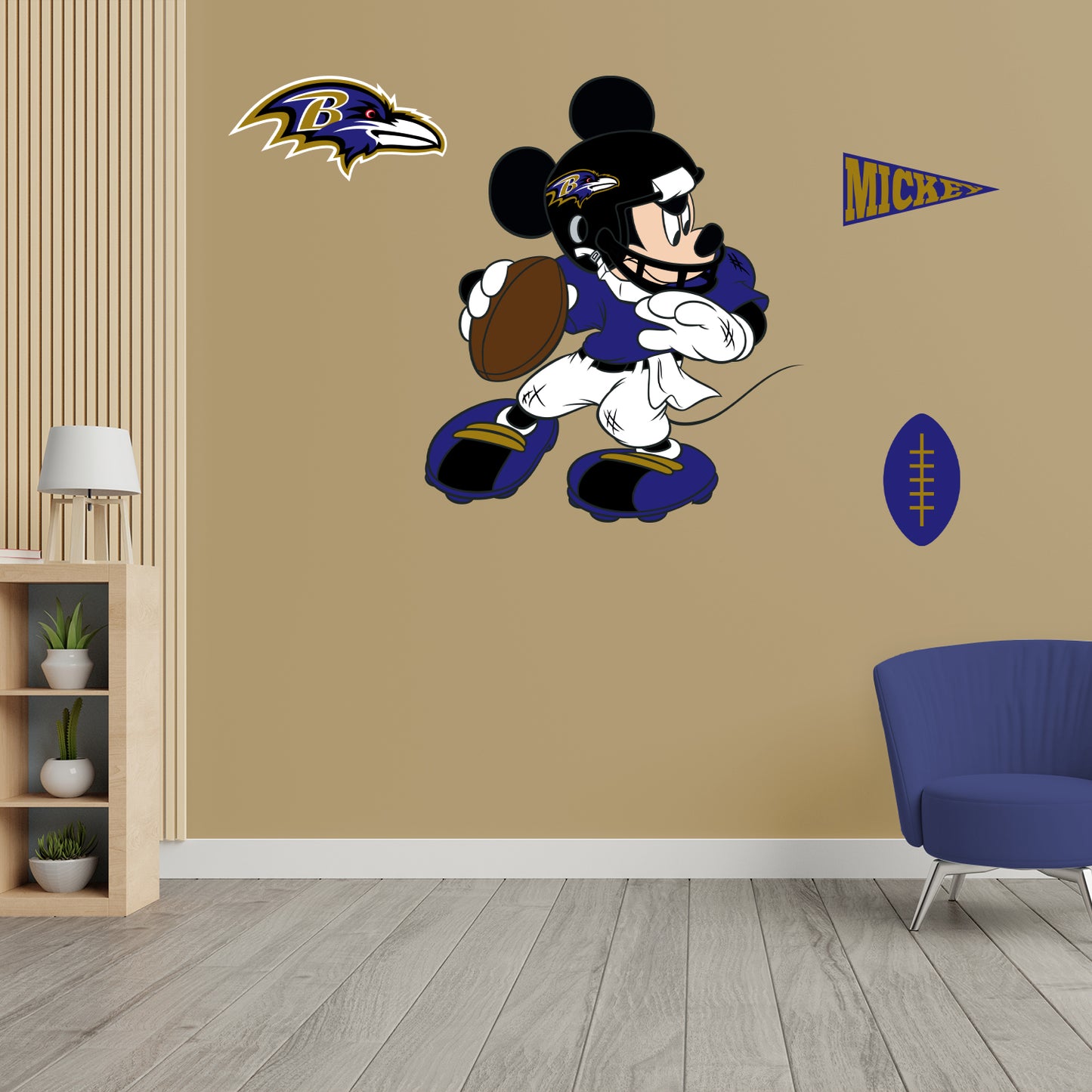Baltimore Ravens: Mickey Mouse 2021        - Officially Licensed NFL Removable     Adhesive Decal