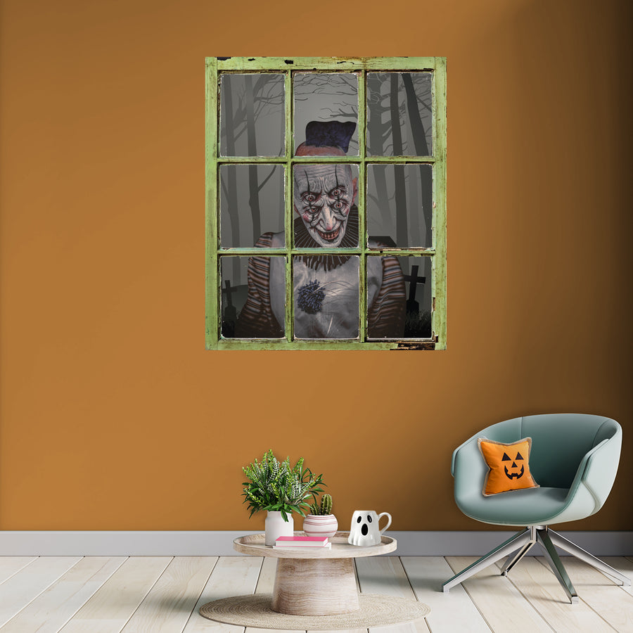 Scary Clowns:  4 Eyes Clown Instant Window        -   Removable     Adhesive Decal