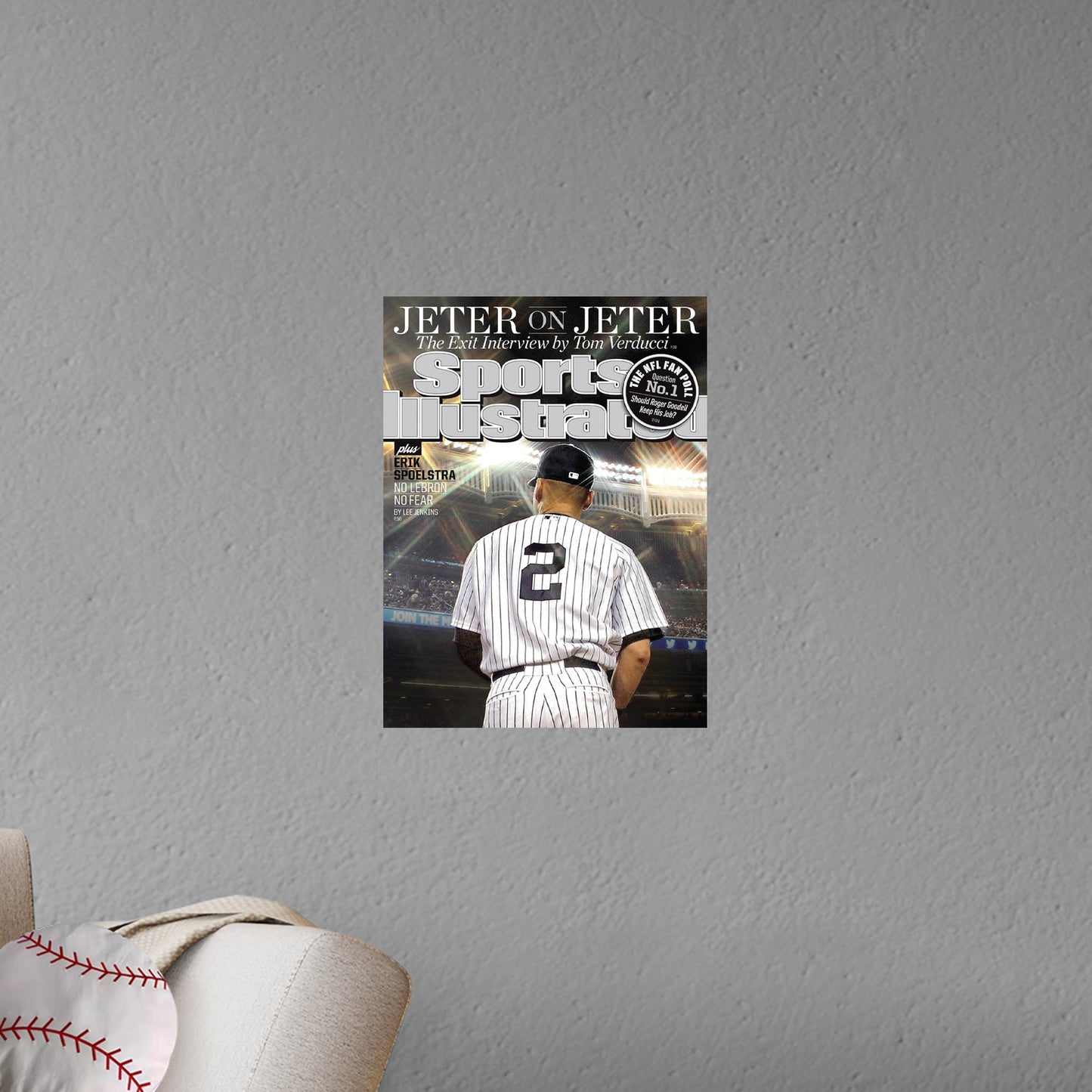 New York Yankees: Derek Jeter September 2014 Sports Illustrated Cover - Officially Licensed MLB Removable Adhesive Decal