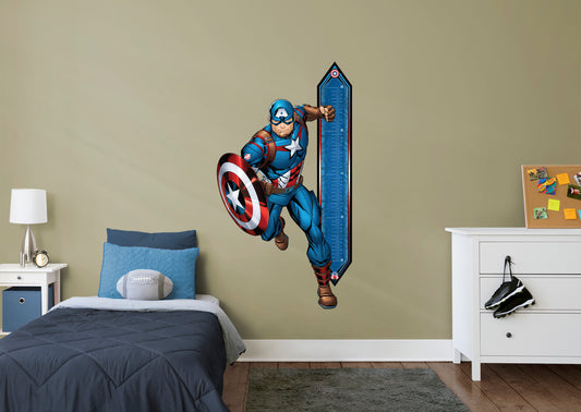 Captain America Growth Chart  - Officially Licensed Marvel Removable Wall Decal
