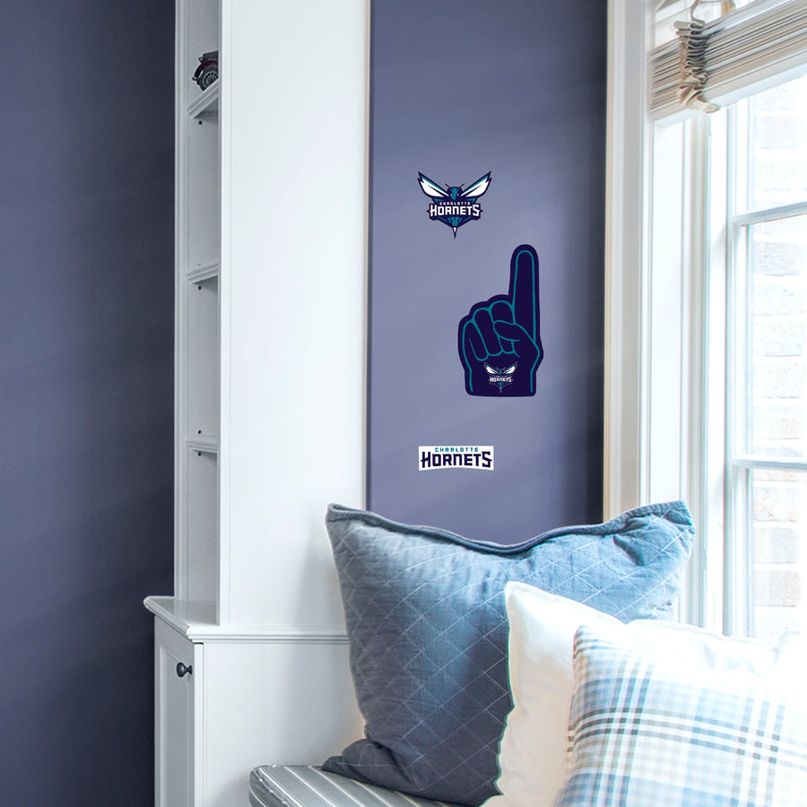 Charlotte Hornets - RealBig Foam Finger Collection - Official NBA - Reusable Vinyl Wall Decals
