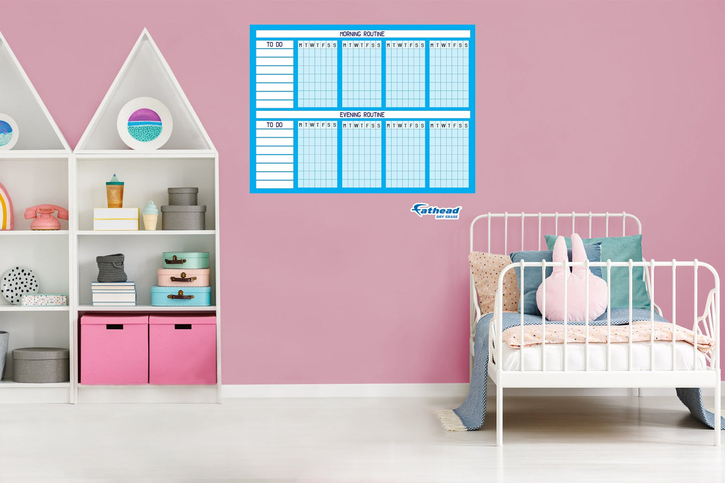 Chart:  Cyan Routine Chart Dry Erase        -   Removable     Adhesive Decal