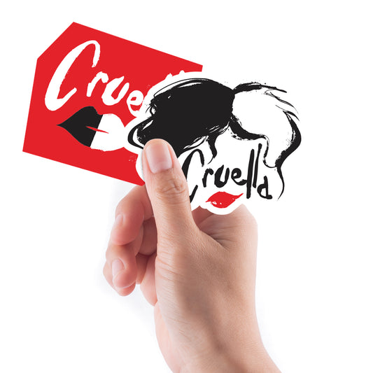 Sheet of 4 -Cruella:  Logo Minis        - Officially Licensed Disney Removable Wall   Adhesive Decal