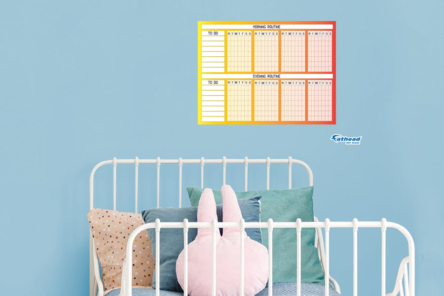 Chart:  Warm Routine Chart Dry Erase        -   Removable     Adhesive Decal