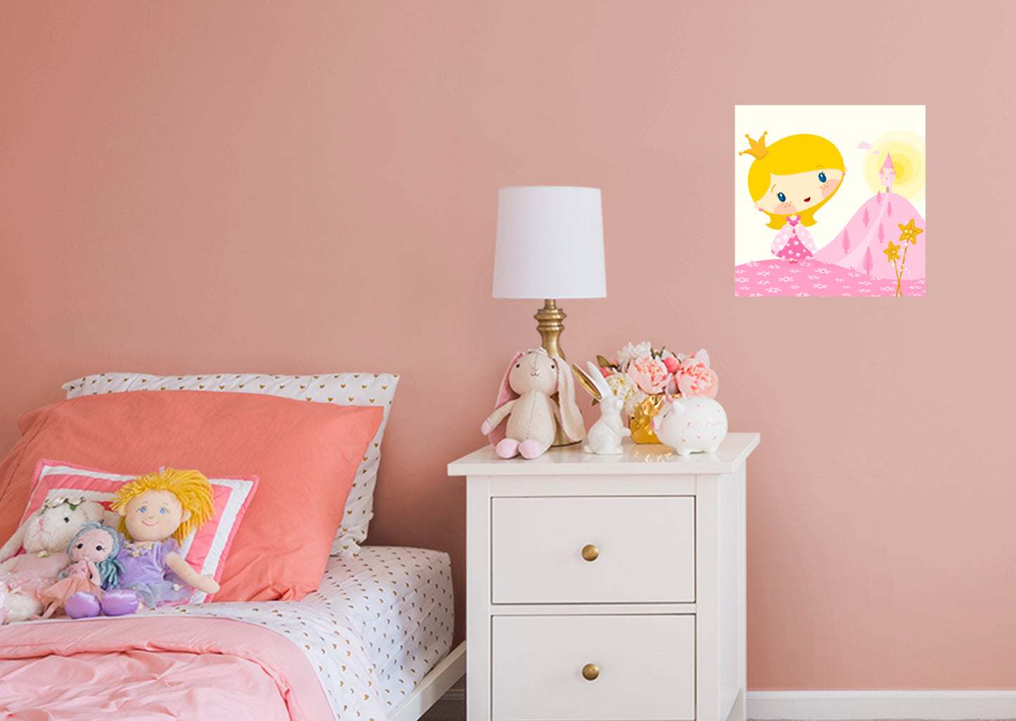 Nursery:  Pink Land Mural        -   Removable Wall   Adhesive Decal