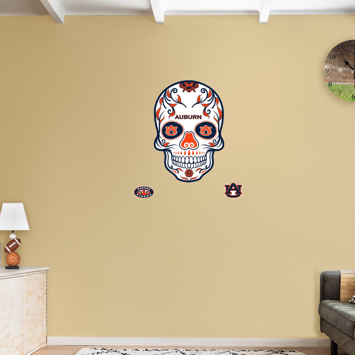 Auburn Tigers:   Skull        - Officially Licensed NCAA Removable     Adhesive Decal