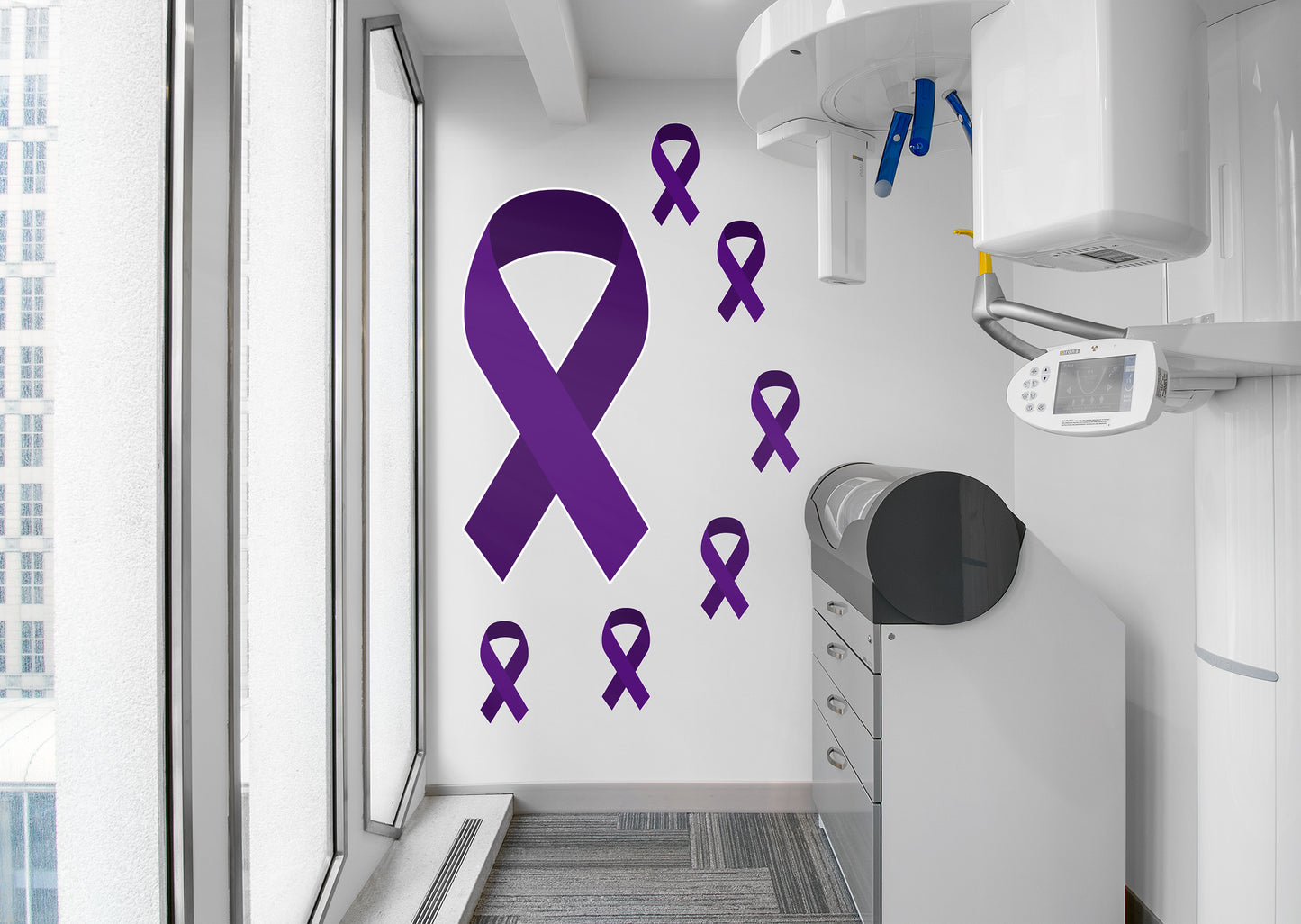 Giant Pancreatic Cancer Ribbon  + 6 Decals (24"W x 51"H)