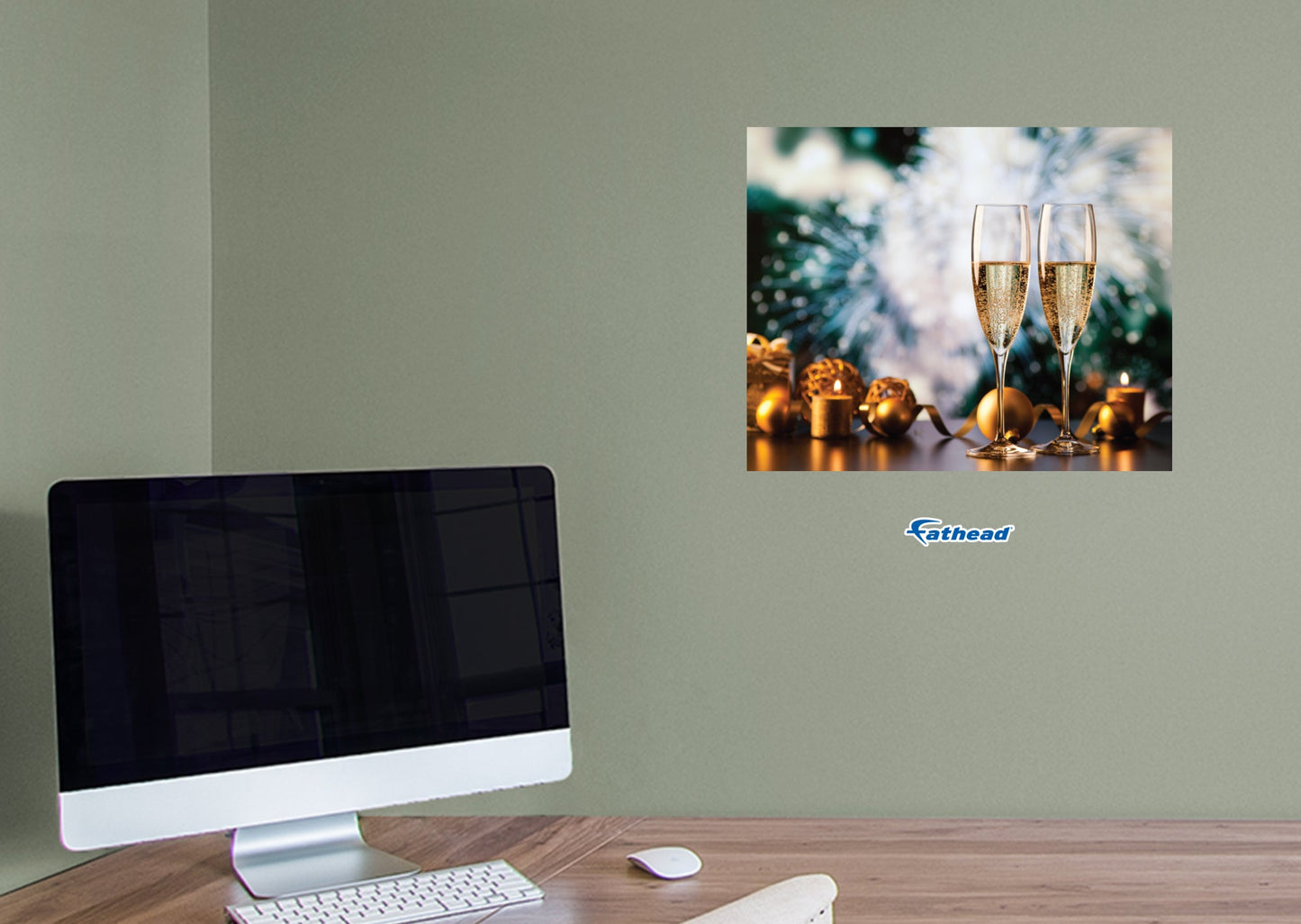 New Year: Champagne Glasses Poster - Removable Adhesive Decal