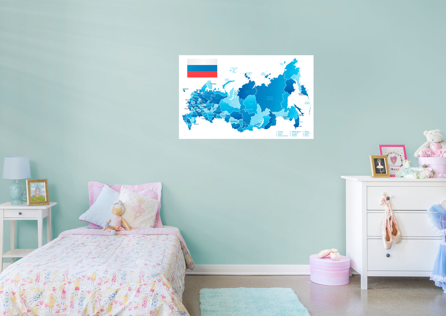 Maps of Asia: Russia Mural        -   Removable Wall   Adhesive Decal