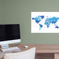World Maps:  World Blue Map Mural        -   Removable Wall   Adhesive Decal