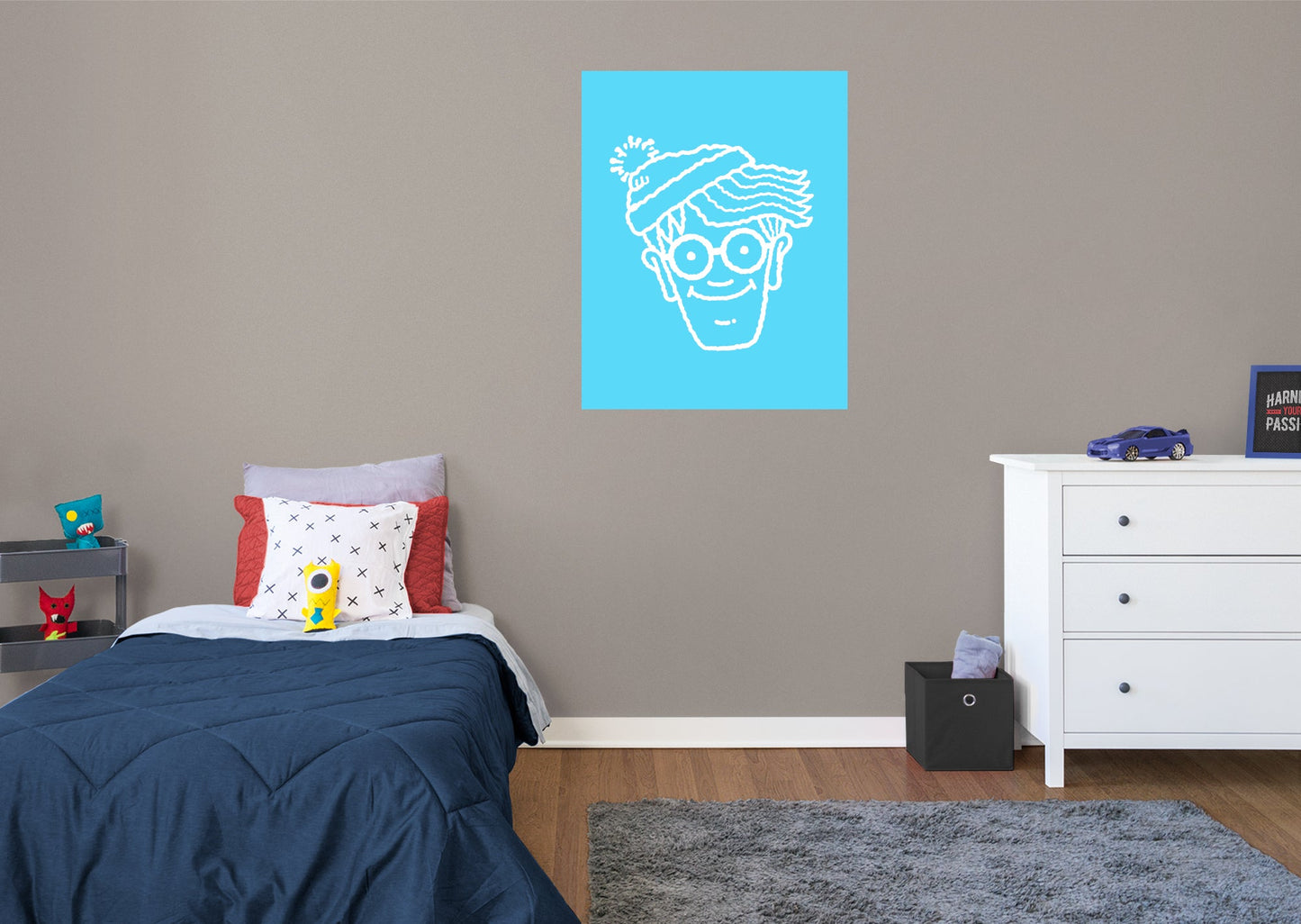 Where's Waldo: Outline Face Mural - Officially Licensed NBC Universal Removable Adhesive Decal