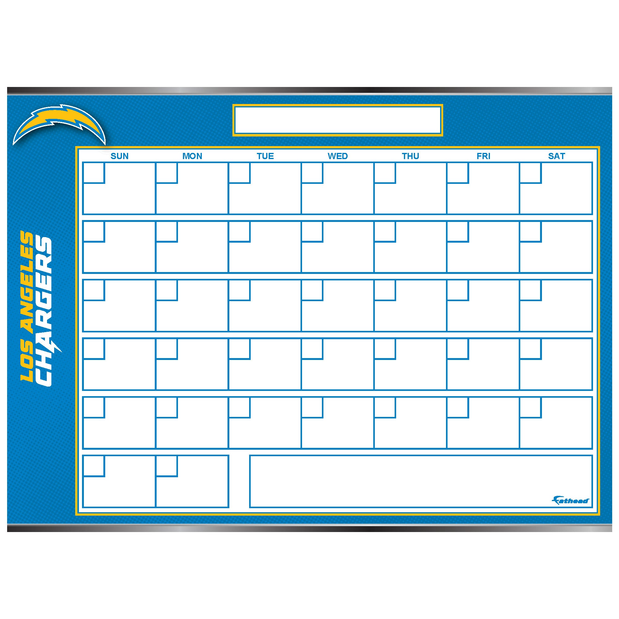 Los Angeles Chargers Dry Erase Calendar Officially Licensed NFL Rem