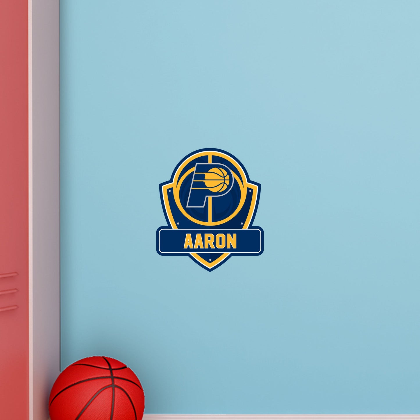 Indiana Pacers: Badge Personalized Name - Officially Licensed NBA Removable Adhesive Decal