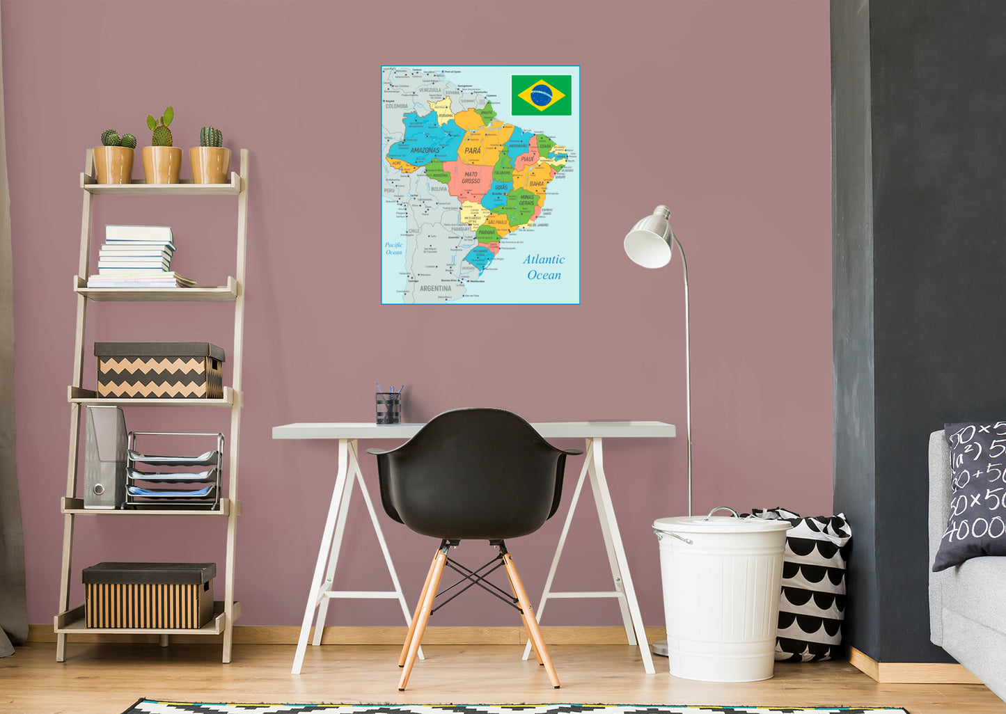 Maps of South America: Brazil Mural        -   Removable     Adhesive Decal