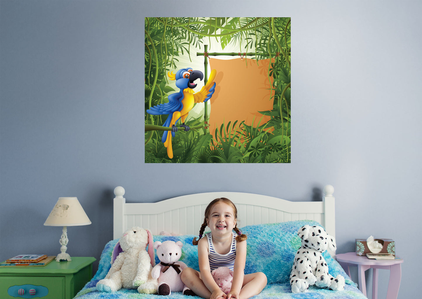 Jungle:  Blue Parrot Dry Erase        -   Removable Wall   Adhesive Decal