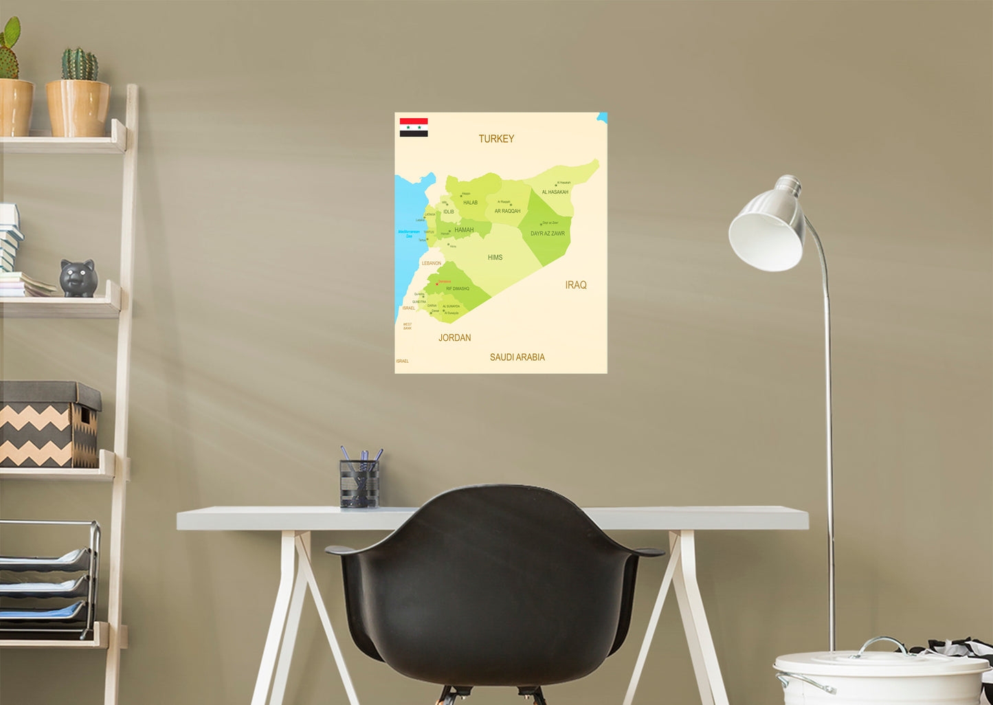 Maps of Asia: Syria Mural        -   Removable Wall   Adhesive Decal