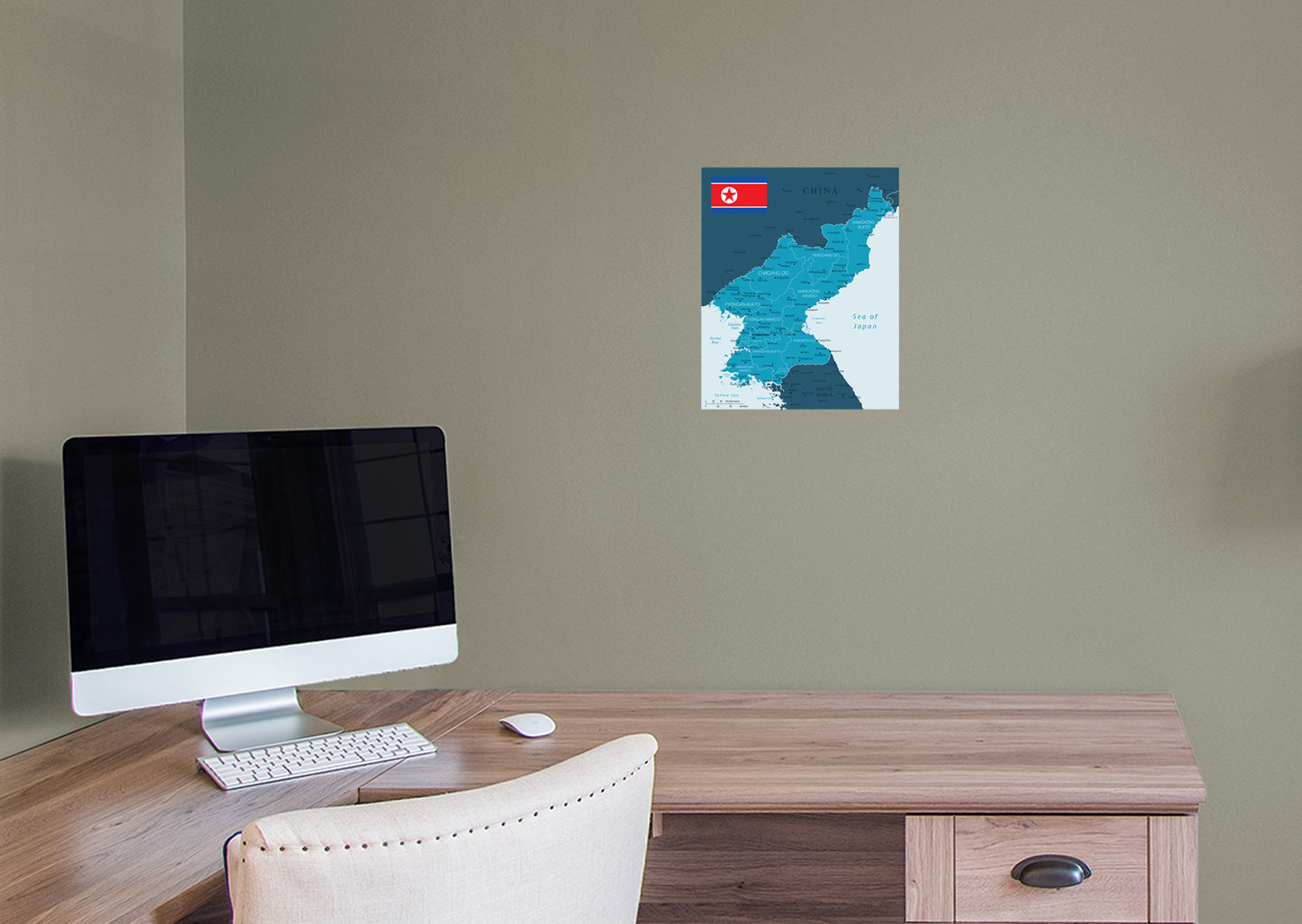 Maps of Asia: North Korea Mural        -   Removable Wall   Adhesive Decal