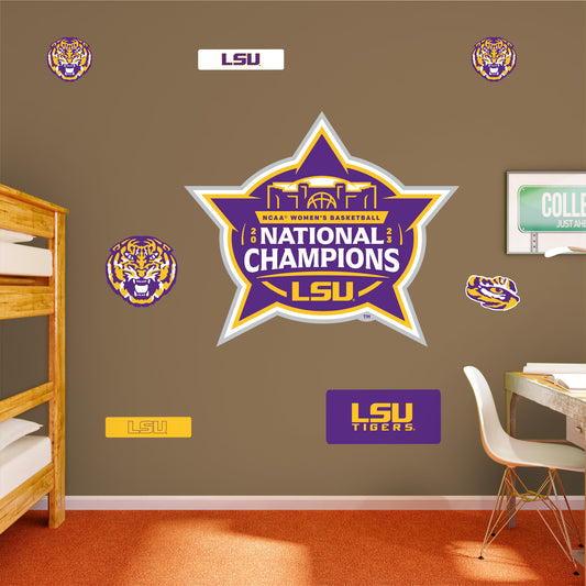 LSU Tigers:  2023 Women's Basketball Champions Logo        - Officially Licensed NCAA Removable     Adhesive Decal