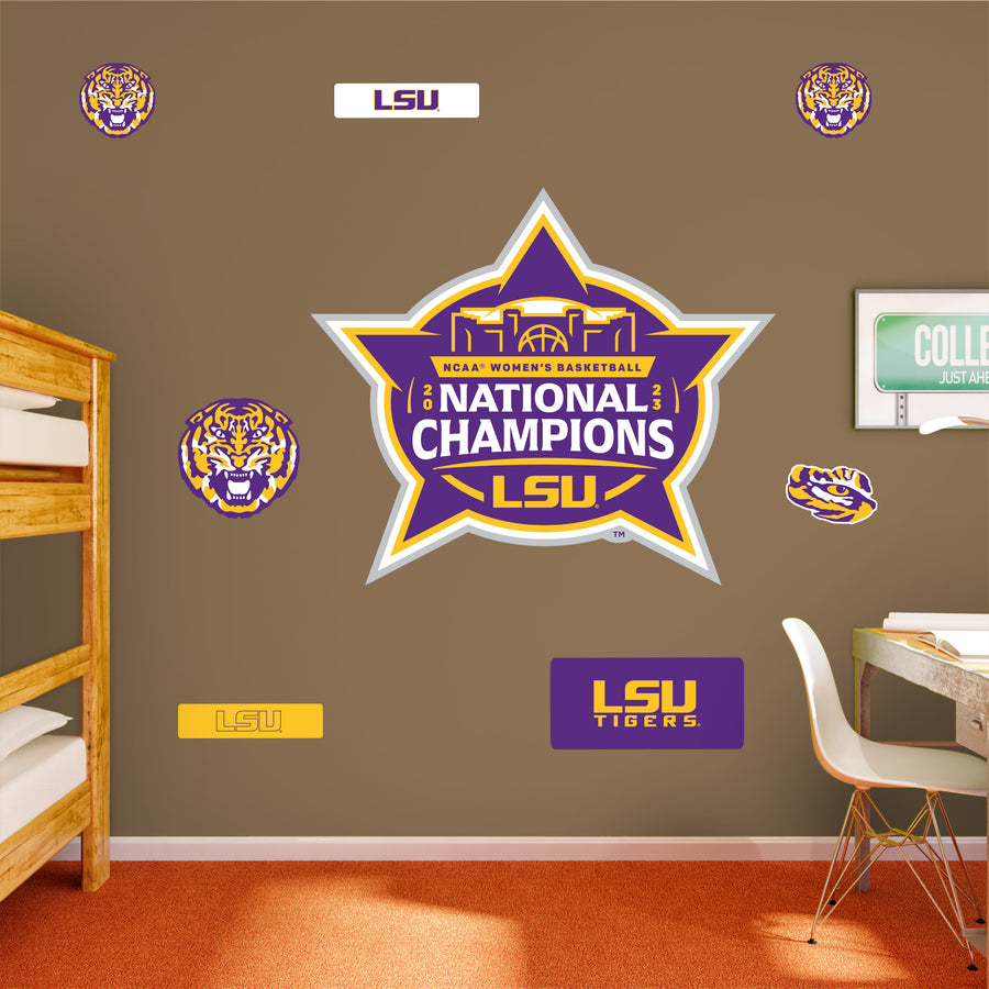 LSU Tigers - RealBig 2023 Women's Basketball Champions Logo Collection - Official NCAA - Reusable Vinyl Wall Decals